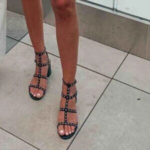Steve Madden Denali Black Studded Cage Sandal